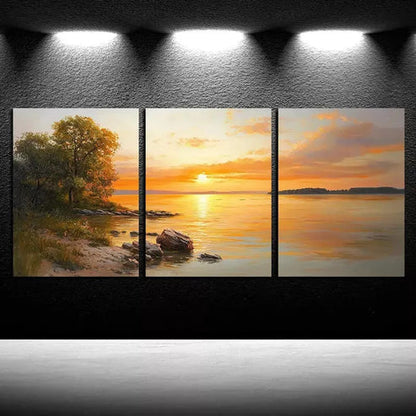 3pcs Sunset Lake Wall Art Set Canvas Unframed - High Quality Print 100% Australian Made Wall Canvas