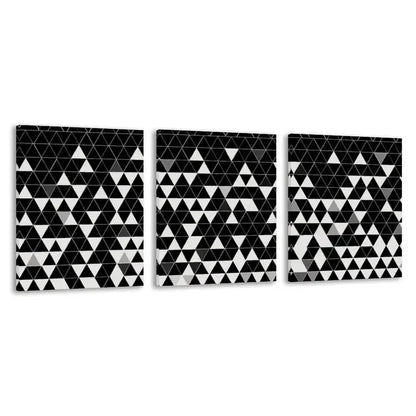 3pcs Black & White Abstract Triangle Patterns  Wall Art Set Canvas Framed 60x90cm - High Quality Print 100% Australian Made Wall Canvas Ready to Hang - Bella Home Decor