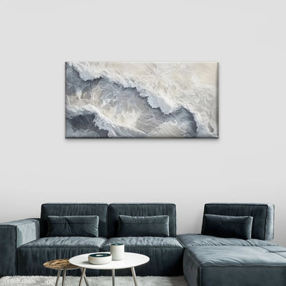 Waves Beach White Perfect Wall Art Canvas Office Home Room Framed 120x60cm