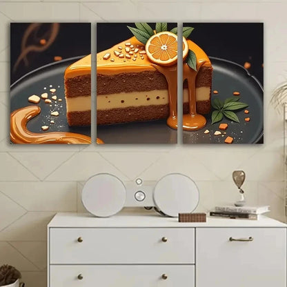 3pcs Cake And Orange Slices Artwork Wall Art Set Canvas Framed 40x60cm - High Quality Print 100% Australian Made Wall Canvas Ready to Hang - Bella Home Decor