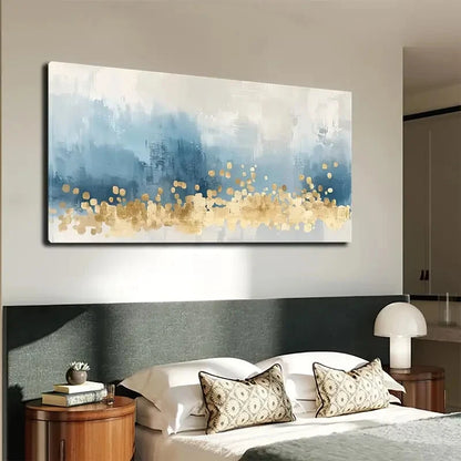 Blue & Golden Geometric Décor Wall Art Canvas Office Home Room Framed 120x60cm - Bella Home Decor