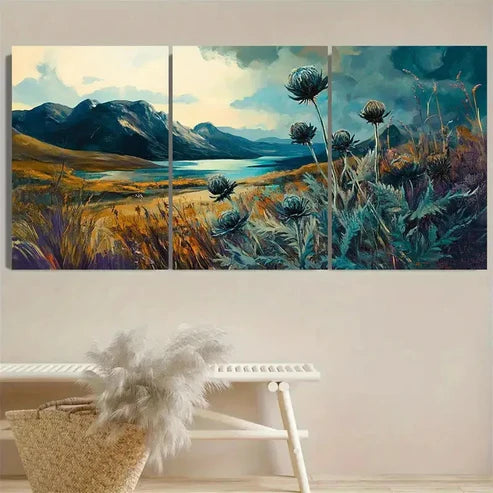 3pcs Thistle Contemporary Wall Art Set Canvas Unframed - High Quality Print 100% Australian Made Wall Canvas