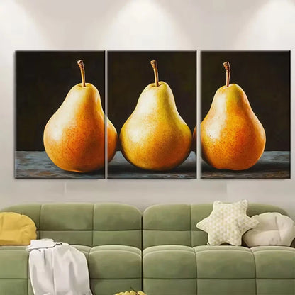 3pcs Pear Painting Metal Print Ready to Hang Art