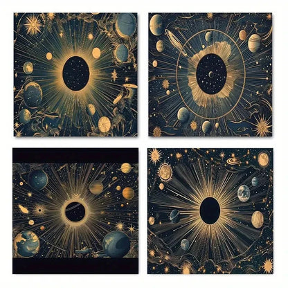 4pcs Galactic starry skyWall Art Canvas Framed