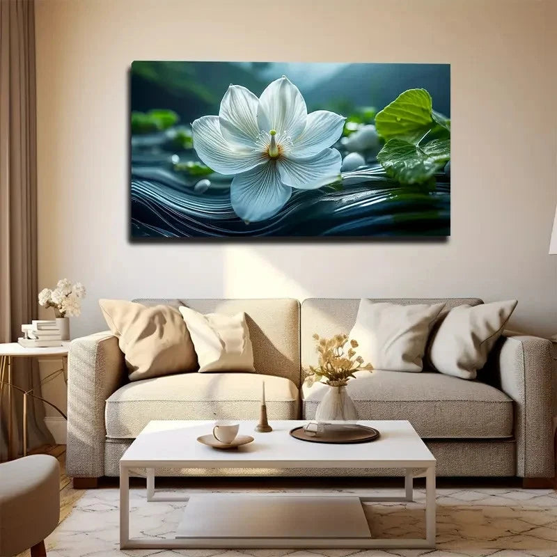 White Orchid Bohemian Wall Art Canvas Office Home Room Framed 120x60cm