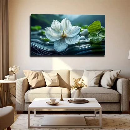 White Orchid Bohemian Wall Art Canvas Office Home Room Framed 120x60cm