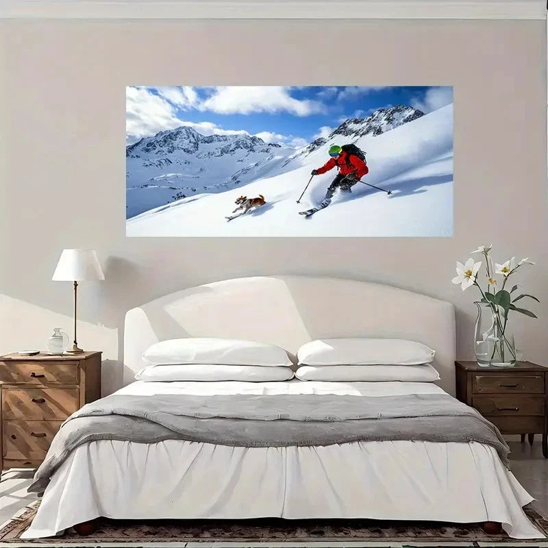 Vintage Winter Sports Wall Art Canvas Office Home Room Framed 120x60cm