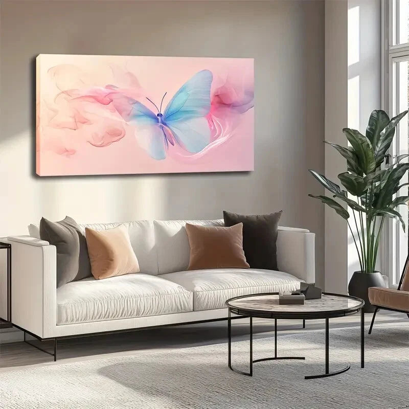 Transparent Gradient Blue Wall Art canvas office home room framed 120x60cm - Bella Home Decor