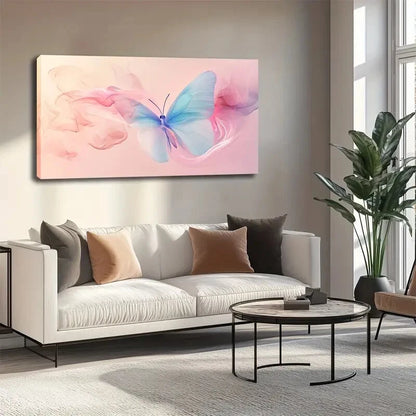 Transparent Gradient Blue Wall Art canvas office home room framed 120x60cm - Bella Home Decor