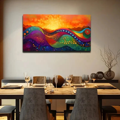 Vibrant Abstract Mountain Lands Wall Art Canvas Office Home Room Framed 120x60cm