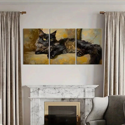 3pcs Artistic Abstract Animal Cat Painting Metal Print Ready to Hang Art - Bella Home Decor