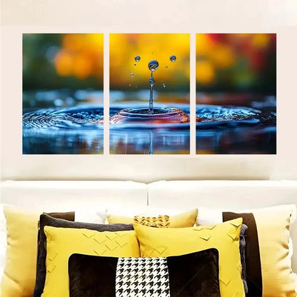 3pcs Water Splash Creates A Beautiful Ripple Wall Art Set Canvas Framed 40x60cm - High Quality Print 100% Australian Made Wall Canvas Ready to Hang