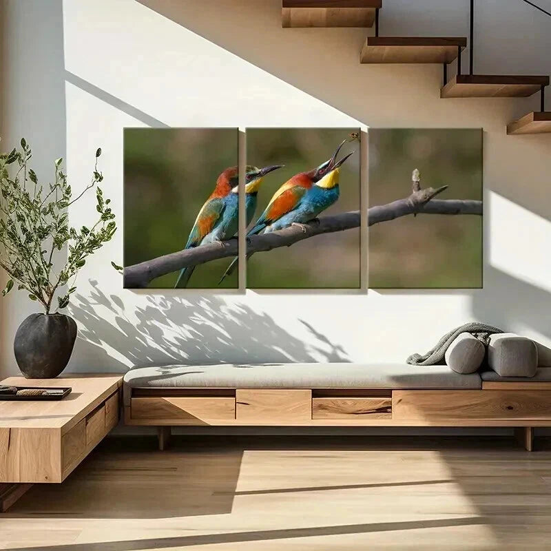 3pcs Bird On A Branch Animal Painting  Wall Art Set Canvas Framed 60x90cm - High Quality Print 100% Australian Made Wall Canvas Ready to Hang - Bella Home Decor