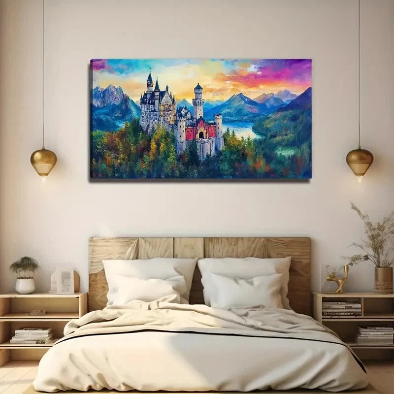 Beautiful Castle Space Wall Art Canvas Office Home Room Framed 120x60cm