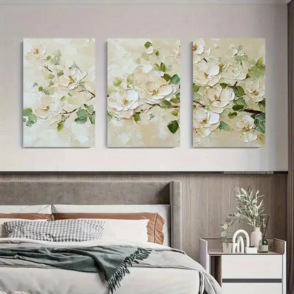 3pcs Abstract White Magnolia Flower Perfect Wall Art Set Canvas Framed 40x60cm - High Quality Print 100% Australian Made Wall Canvas Ready to Hang - Bella Home Decor