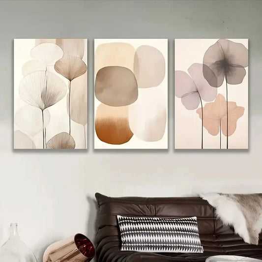 3pcs Abstract Neutral Toned Shapes Wall Art Set Canvas Framed 60x90cm - High Quality Print 100% Australian Made Wall Canvas Ready to Hang
