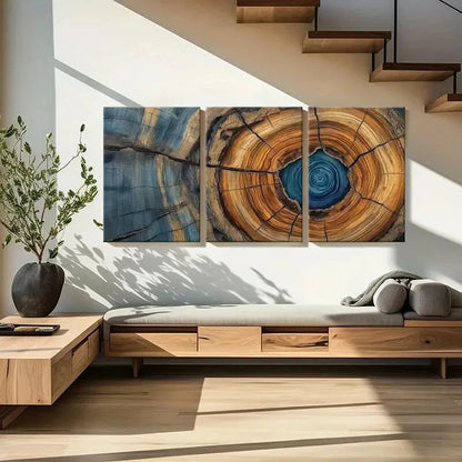 3pcs Vibrant Colorful Abstract Tree Ring Art Metal Print Ready to Hang Art - Bella Home Decor
