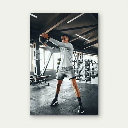 Male Medicine Ball Gym Workout 5mm thick Plastic Poster Ready to Hang 90x60cm