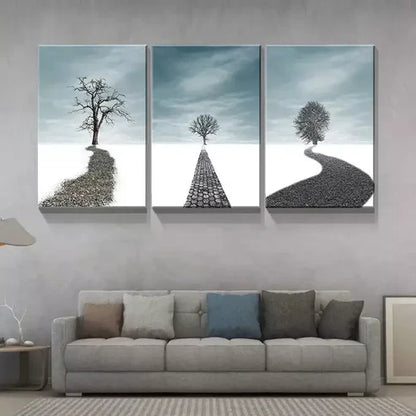 3pcs Winter Solitude Dead Tree Scenery Wall Art Canvas Unframed - High Quality Print 100% Australian Made Wall Canvas