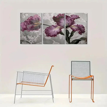 3pcs Elegant Purple Iris Floral Wall Art Canvas Unframed - High Quality Print 100% Australian Made Wall Canvas