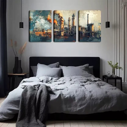 3pcs During The Industrial Revolution, Wall Art Set Canvas Framed 60x90cm - High Quality Print 100% Australian Made Wall Canvas Ready to Hang - Bella Home Decor