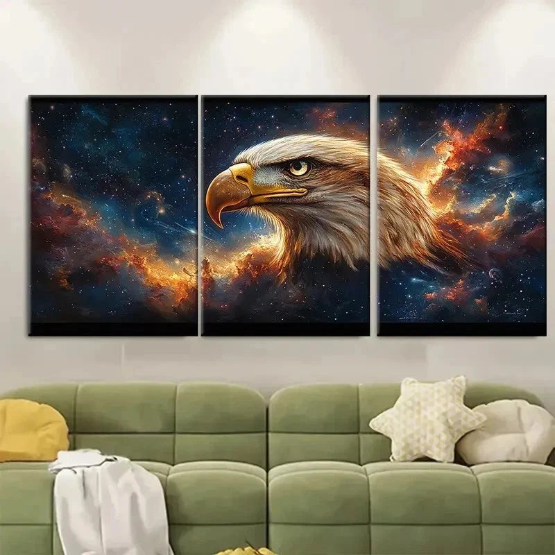 3pcs Eagle Space Themed EI    Wall Art Set Canvas Framed 60x90cm - High Quality Print 100% Australian Made Wall Canvas Ready to Hang - Bella Home Decor