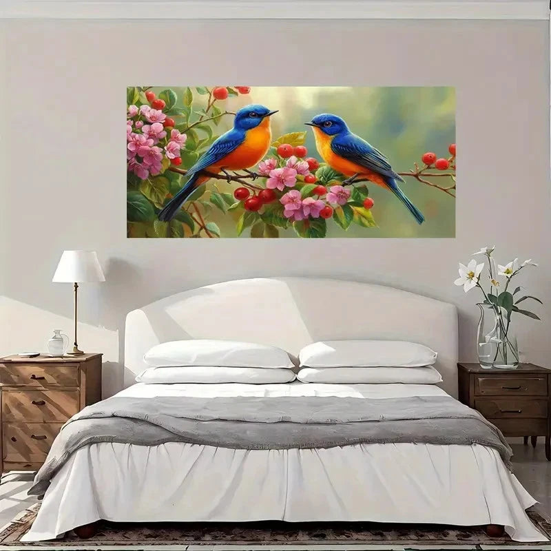 Colorful Birds On Blossom Wall Art Canvas Office Home Room Framed 120x60cm