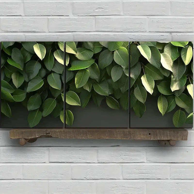 3pcs Green Leaf Plants under the Sunshine Metal Print Ready to Hang Art - Bella Home Decor