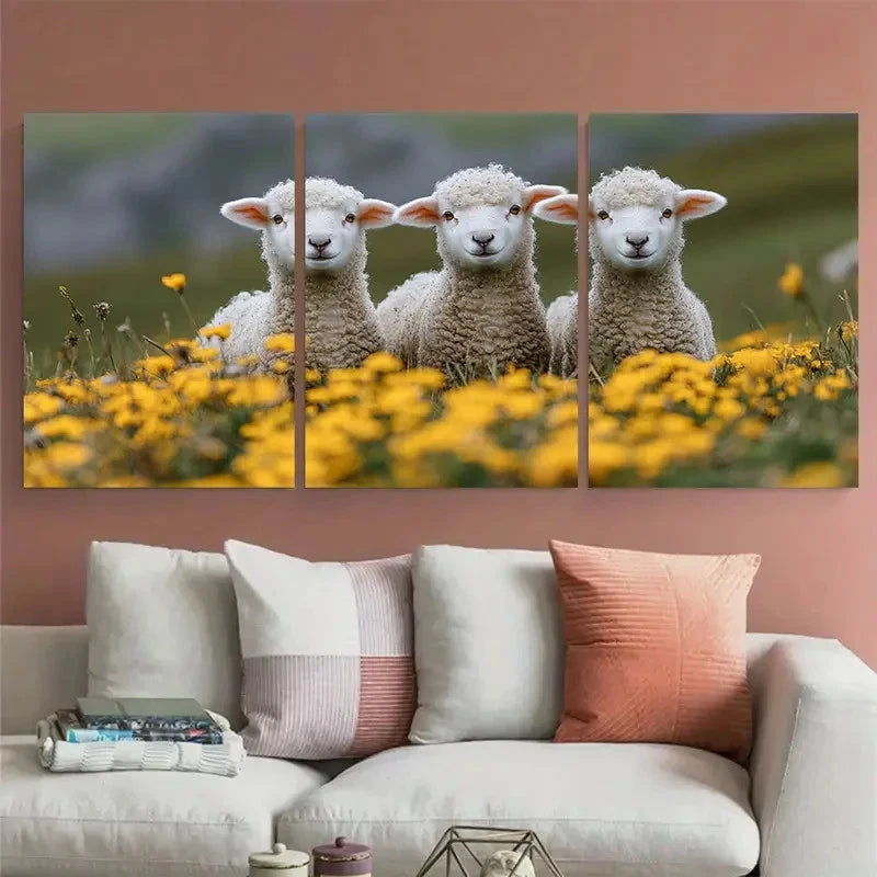 3pcs Swaledale Ewe Lambs Dales Meadow Wall Art Set Canvas Framed 40x60cm - High Quality Print 100% Australian Made Wall Canvas Ready to Hang - Bella Home Decor