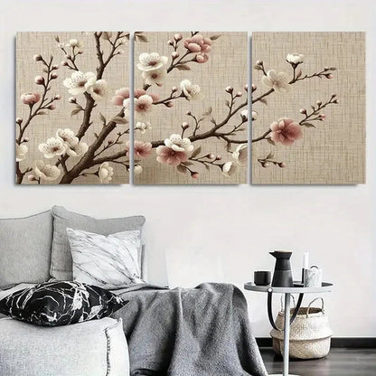 3pcs Elegant Pink Blossom Branch Wall Art Canvas Unframed - High Quality Print 100% Australian Made Wall Canvas
