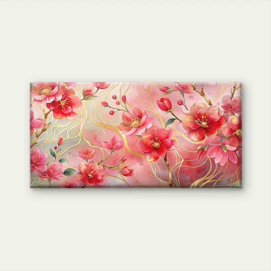 Pink Gold Cherry Blossom Wall Art Canvas Office Home Room Framed 120x60cm