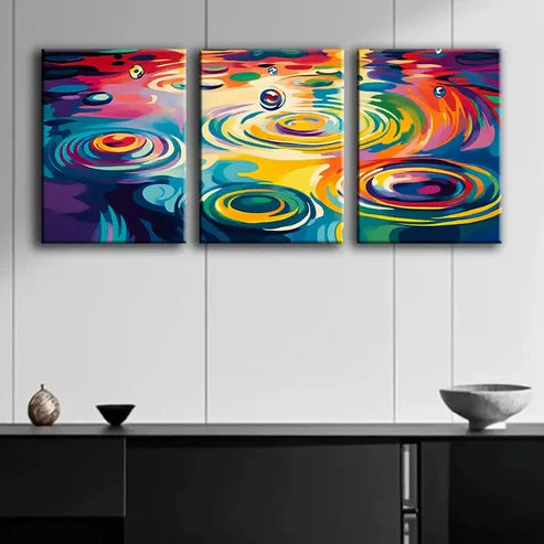 3pcs Colored Raindrop Color Rainbow Perfect Wall Art Set Canvas Unframed - High Quality Print 100% Australian Made Wall Canvas - Bella Home Decor
