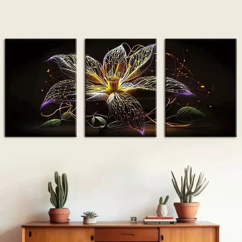 3pcs Simple fantasy Elegant flower paintings Wall Art Canvas Unframed - High Quality Print 100% Australian Made Wall Canvas