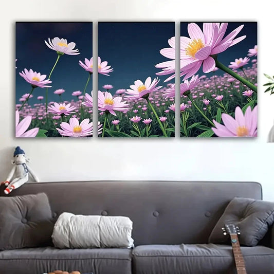3pcs Vibrant Pink Floral Wall Art Set Canvas Framed 50x70cm - High Quality Print 100% Australian Made Wall Canvas Ready to Hang