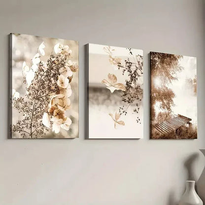 3pcs Natural Leaf Deep Autumn Landscape  Art Set Canvas Unframed - High Quality Print 100% Australian Made Wall Canvas