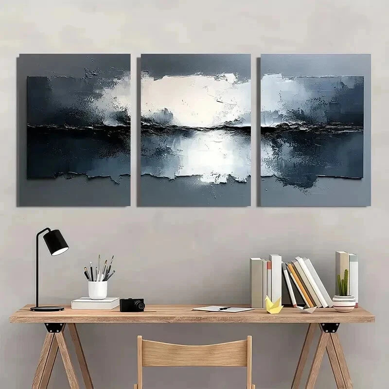 3pcs Abstract White Painting Decoration Wall Art Set Canvas Framed 40x60cm - High Quality Print 100% Australian Made Wall Canvas Ready to Hang - Bella Home Decor
