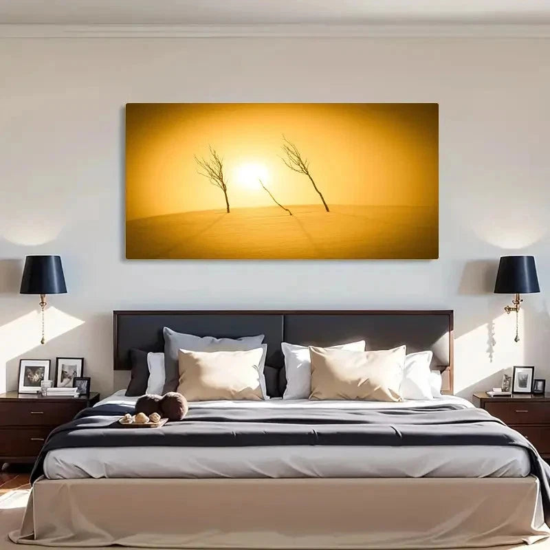 Bare Trees Silhouette Warm Wall Art Canvas Office Home Room Framed 120x60cm
