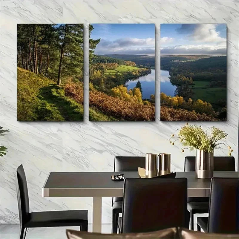 3pcs Stainburn Forest Mountain Biking Perfect Wall Art Set Canvas Framed 50x70cm - High Quality Print 100% Australian Made Wall Canvas Ready to Hang