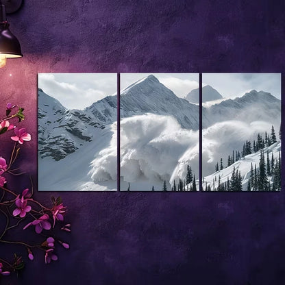 3pcs Serene Mountain with Snow-Capped Peaks Wall Art Set Canvas Framed 50x70cm - High Quality Print 100% Australian Made Wall Canvas Ready to Hang