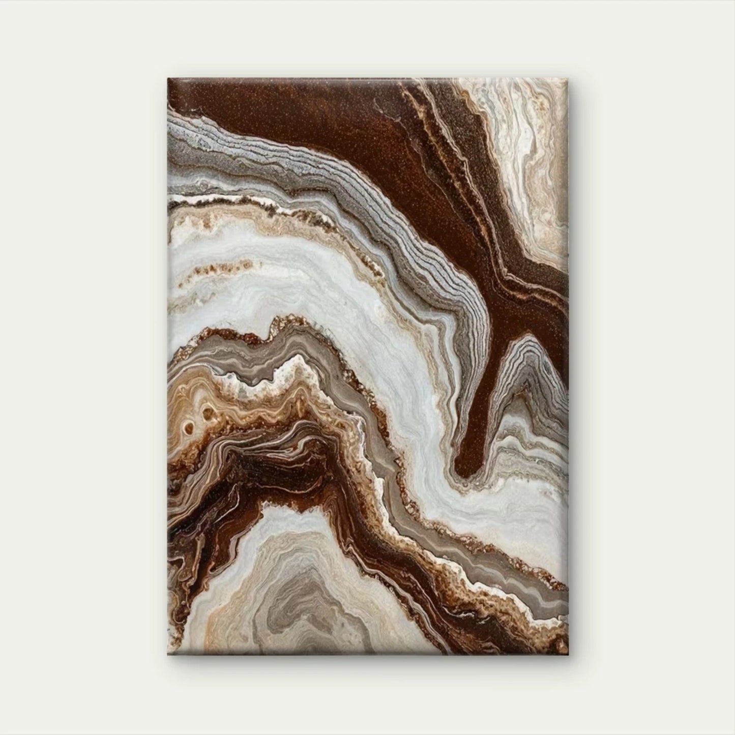 Abstract Swirl Brown and Cream Marble Design Metal Print Ready to Hang