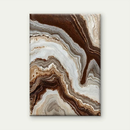 Abstract Swirl Brown and Cream Marble Design Metal Print Ready to Hang