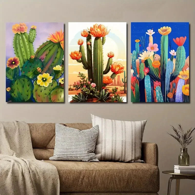 3pcs Colorful Desert Abstract Botanical Metal Print Ready to Hang Art