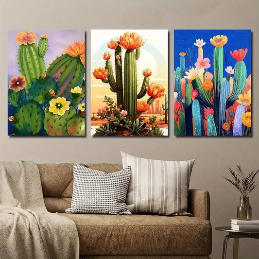 3pcs Colorful Desert Abstract Botanical Metal Print Ready to Hang Art