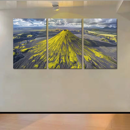 3pcs Majestic Mountain Landscape with Flames Wall Art Set Canvas Framed 60x90cm - High Quality Print 100% Australian Made Wall Canvas Ready to Hang