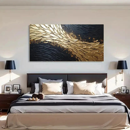 Minimalist Black Golden Deco Wall Art Canvas Office Home Room Framed 120x60cm - Bella Home Decor