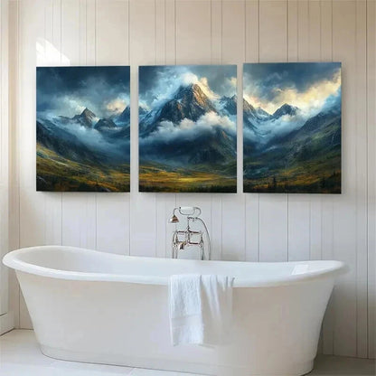3pcs Majestic Mountain Landscape Misty Perfect Wall Art Set Canvas Framed 60x90cm - High Quality Print 100% Australian Made Wall Canvas Ready to Hang - Bella Home Decor