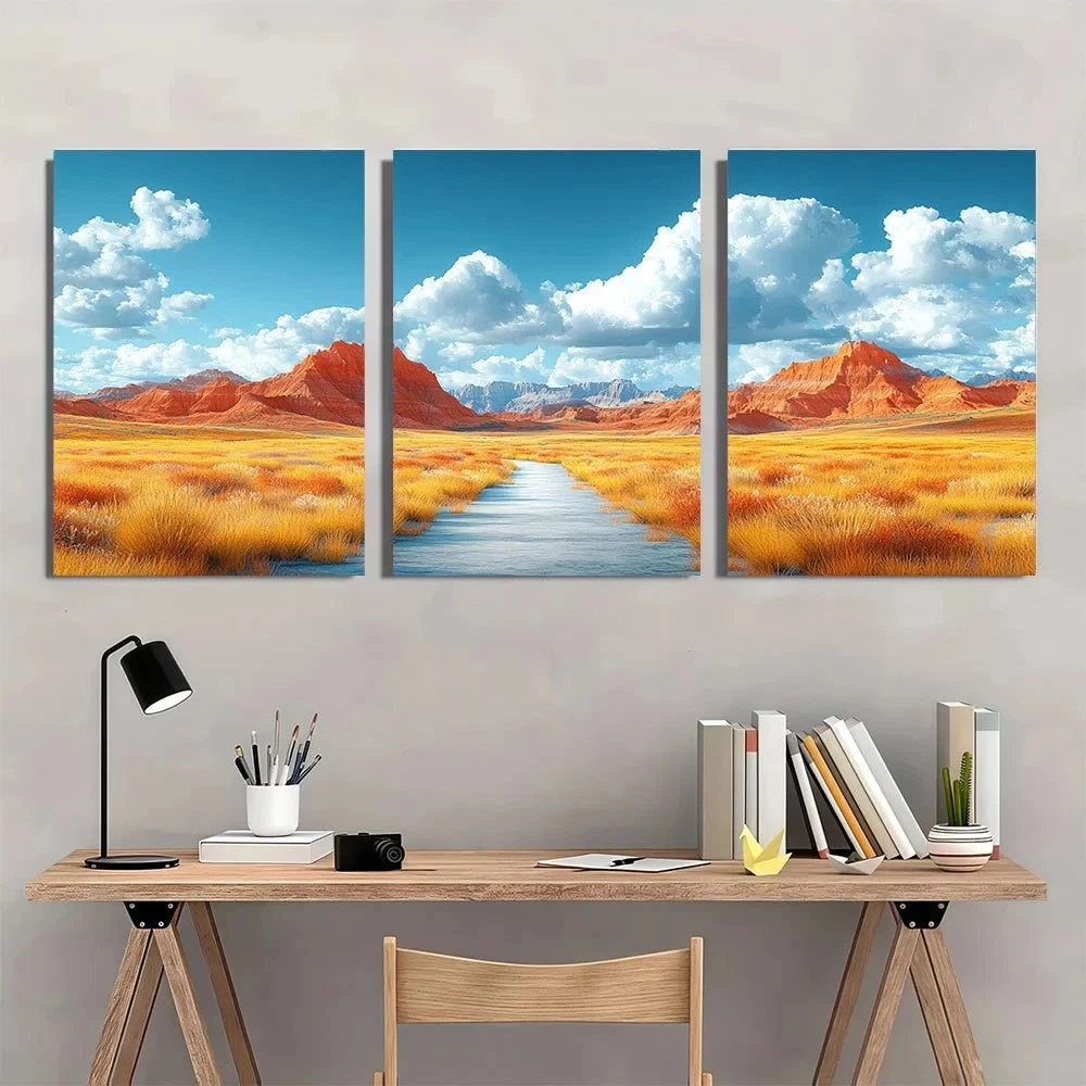 3pcs Badlands National Park Modern Style Metal Print Ready to Hang Art - Bella Home Decor
