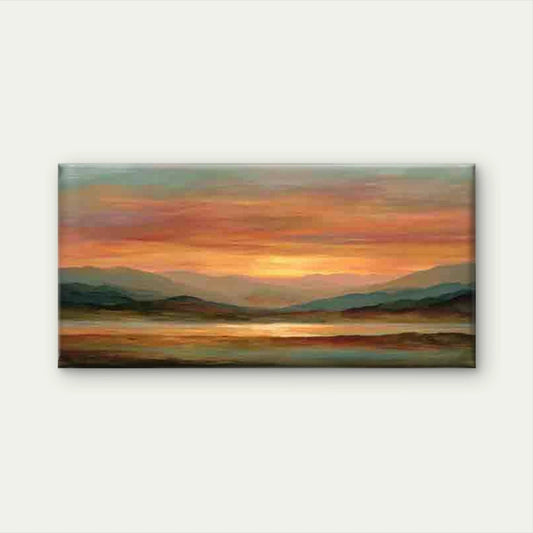 Sunset Hues, Tranquil Landscape Wall Art Canvas Office Home Room Framed 120x60cm
