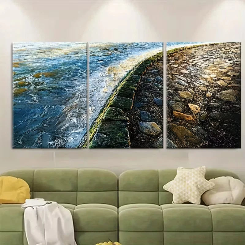 3pcs Thames Path Print Metal Print Ready to Hang Art