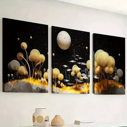 3pcs Simple abstract starry sky forest scenery Wall Art Canvas Unframed - High Quality Print 100% Australian Made Wall Canvas